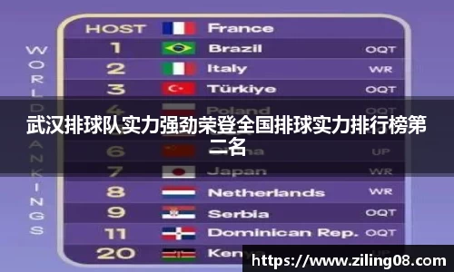 武汉排球队实力强劲荣登全国排球实力排行榜第二名